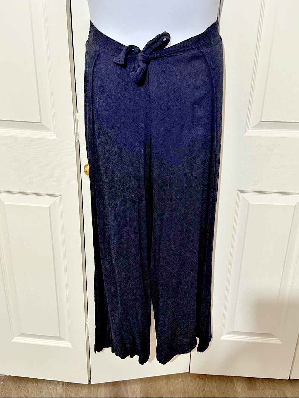 Kona Sol Tie-Front Cover Up Pants Black Wide Leg Size XL
